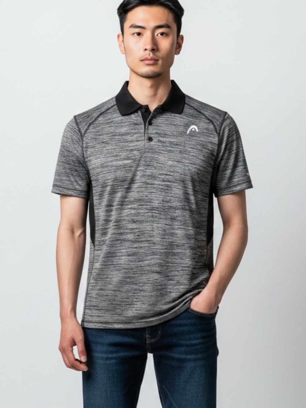 Head Men's Heather Gray Polo with Black Accents